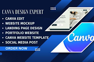 design one pager,website template mockup,landing page,portfolio website on canva