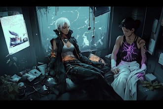 make landscape, science fiction illustration , cyberpunk art