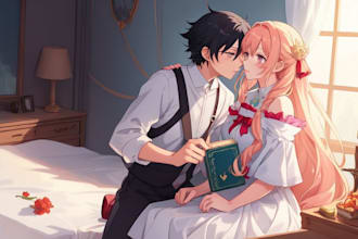 draw couple character from photo in anime style