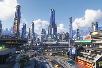 do futuristic cyberpunk city and sci fi concept art