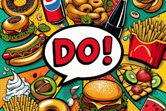 do a illustration of food pop art