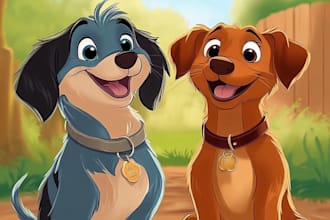 design a custom disney pet portrait illustration
