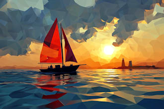 create professional geometric low poly illustration