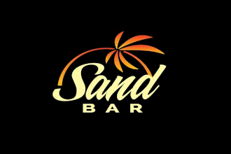 design palm trees sand beer downtown logo