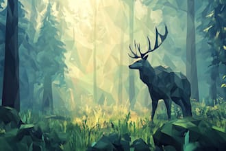 create a detailed geometric low poly illustration