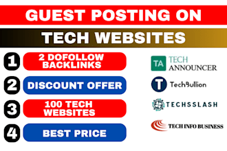 do tech guest post on tech blog high da DR and traffic with discount