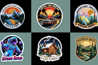 design custom retro badge, patch, stickers for brand, event