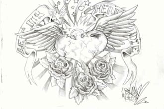 hand draw a geometric tattoo design in my style