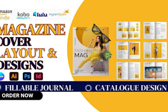 magazine layout cover catalogue fillable journal in canva indesign designrr