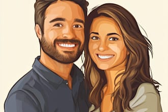 couple, group or family to cartoon vector portrait