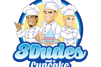 design three dudes and cupcake logo