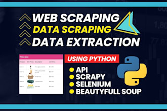 fix scripts do web scraping using python with scrapy, selenium, beautyfull soup
