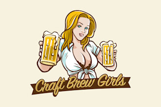 design awesome brew girl logo