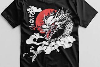 make unique tshirt design dark art japanese illustration
