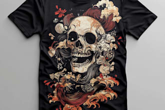 create t shirt japanese illustration for sticker apparel