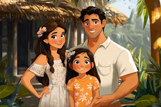 design a professional disney family portrait