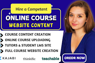 do professional elearning website, ebook online course content on kajabi website