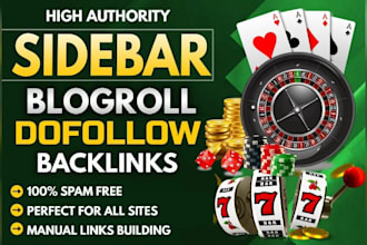 top ranking da50 plus sidebar blogroll seo dofollow backlink