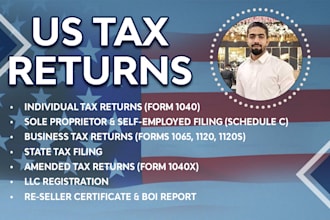 prepare and e file US tax returns for individuals, corporations, and llc