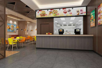 do 3d cgi cafe spot , coffee spot, fast food kiosk  design