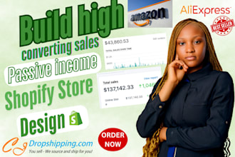 build high passive income shopify dropshipping store, shopify website