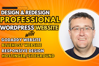 develop clean wordpress blog website on godaddy bluehost hostgator hostinger