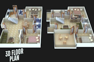 create 2d design 3d floor plan interior exterior designrendering blueprint