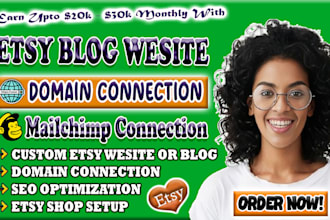 design a etsy website, etsy blog, domain connection for etsy, mailchimp, SEO