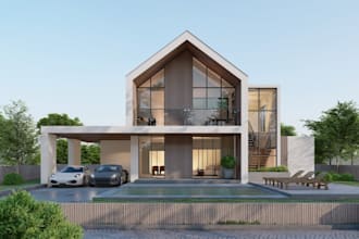 redesign 3d villa exterior facade,luxury interior,cgi room cad,balcony,d5 render