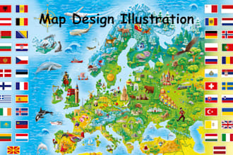draw custom map illustration fantasy game map design site plan vector city maps