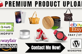 shopify woocommerce walmart ebay wordpress product listing data entry upload