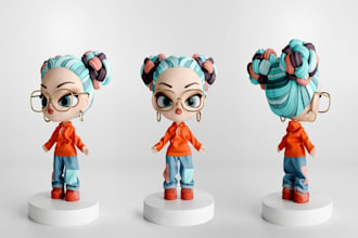 do 3d toy, 3d doll, cartoon character, teddy bear, 3d figure, chibi, 3d printing
