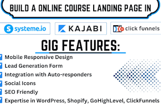 design online course landing page, kajabi sales funnel,thinkific, kajabi website