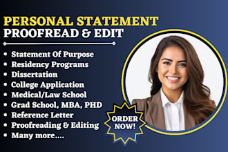 review, edit personal statement for medical school, residency, grad school, eras