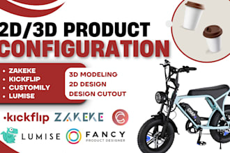 do 2d 3d zakeke shopify store product configuration kickflip customily teeinblue