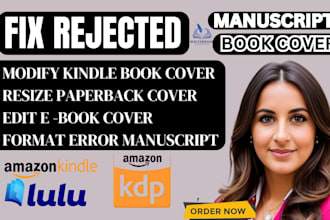 fix rejected ebook, acx, hardcover, and paperback cover designs for amazon KDP