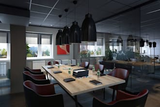 stylize 3d sleek conference room,commercial office interior,realistic rendering