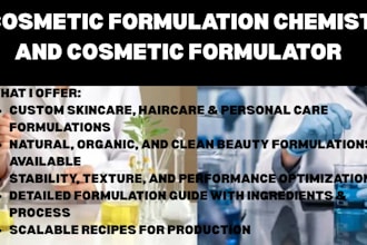 be your cosmetic formulation chemist and cosmetic formulator