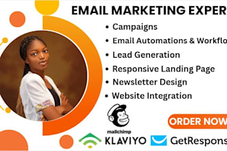 do mailchimp email marketing campaigns, design newsletter or landing page flows