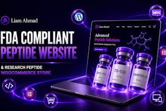 build fda compliant peptide website and research peptide woocommerce store