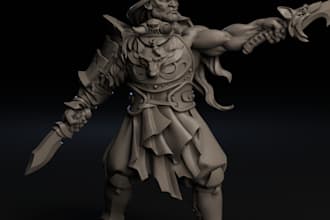 sculpt 3dmodel for print,vine trpg model,miniature figure,action posed miniature