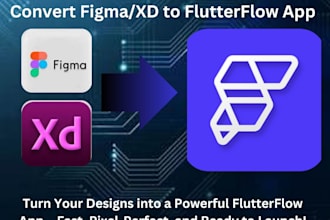 convert figma or adobe xd designs to a fully functional flutterflow app