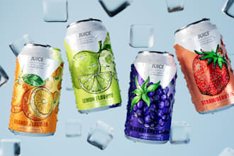 stylish can label for juice, beverage, cider,booster,water,soda,tin,energy drink