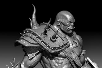 sculpt 3d character, monsters, 3d action figurine for games, 3d printing, zbrush