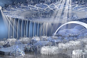 model 3d wedding hall interiors, concert hall,3drendering, vector work, sketchup