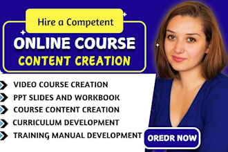 do professional online course content, course curriculum, training manual