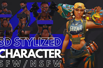 design stylized 3d model texturing rig3d anime character, 3d nsfw art animate 3d