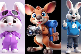 draw cartoon character, cartoon mascot,caricature,cut 3d model,animal character