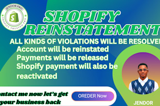 do shopify reinstatement restore payment hold aup section 7, fix violation