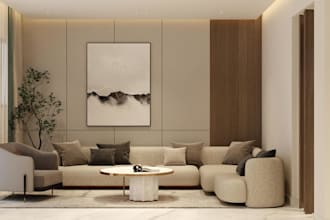 do living room interior design and 3d rendering in 3ds max